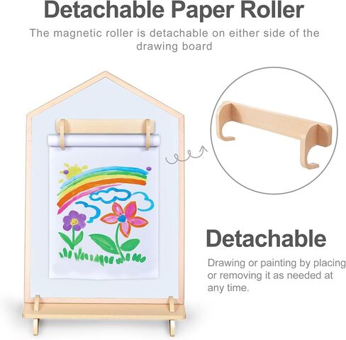 House Design Double-Sided Magnetic Drawing Board w/Detachable Roller for Kids, Extra Large Art Easel for Toddlers Boys and Girls Gift (Wall Mountable) in Kuwait