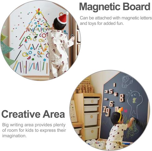 House Design Double-Sided Magnetic Drawing Board w/Detachable Roller for Kids, Extra Large Art Easel for Toddlers Boys and Girls Gift (Wall Mountable) in Kuwait