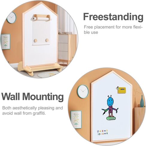 House Design Double-Sided Magnetic Drawing Board w/Detachable Roller for Kids, Extra Large Art Easel for Toddlers Boys and Girls Gift (Wall Mountable) in Kuwait