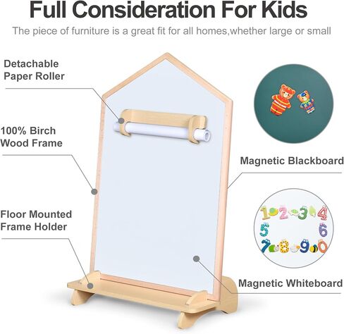 House Design Double-Sided Magnetic Drawing Board w/Detachable Roller for Kids, Extra Large Art Easel for Toddlers Boys and Girls Gift (Wall Mountable) in Kuwait
