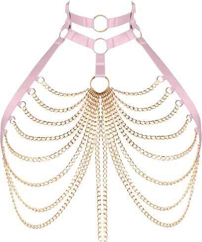 Women's Body Harness Plus Size Bra Chain Hollow Punk Gothic Halloween Dance Costume in Saudi Arabia