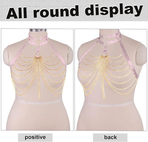 Women's Body Harness Plus Size Bra Chain Hollow Punk Gothic Halloween Dance Costume in Saudi Arabia