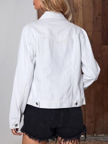Kedera Jean Jacket Women Trendy 2024 Embellished Button Down Vintage Western Trucker Jacket Fall Coat Outfits in Saudi Arabia