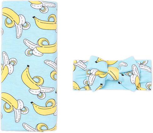 Little Sleepies Newborn Swaddle + Headband Set, Viscose from Bamboo Baby Wrap, Bananas in Saudi Arabia