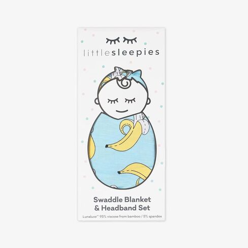 Little Sleepies Newborn Swaddle + Headband Set, Viscose from Bamboo Baby Wrap, Bananas in Saudi Arabia