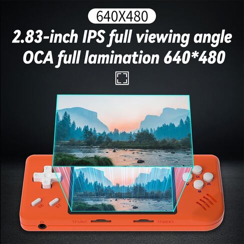 RG28XX Retro Game Console 2.83 Inch 640*480 IPS Screen Linux System Built-in 64GB TF Card,with 3100mAh Battery Linux System Games Consoles,Support HD and TV Output Casual Game Console(Orange) in Saudi Arabia