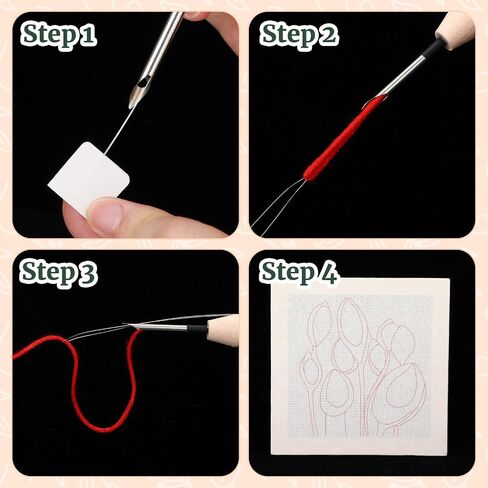 Daifunli 4 Sets Punch Needle Kit with Frame for Beginners 10 x 10 Inch Embroidery Starter Kits Punch Needle Kit with Pattern, Threader, Yarns, Tools for Adults Craft DIY Christmas Birthday in Kuwait