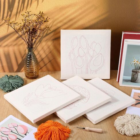 Daifunli 4 Sets Punch Needle Kit with Frame for Beginners 10 x 10 Inch Embroidery Starter Kits Punch Needle Kit with Pattern, Threader, Yarns, Tools for Adults Craft DIY Christmas Birthday in Kuwait