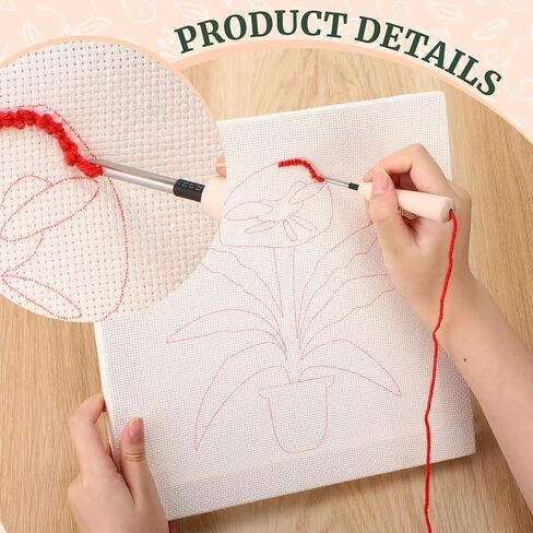 Daifunli 4 Sets Punch Needle Kit with Frame for Beginners 10 x 10 Inch Embroidery Starter Kits Punch Needle Kit with Pattern, Threader, Yarns, Tools for Adults Craft DIY Christmas Birthday in Kuwait