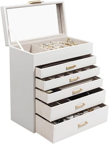 Jewelry Box for Women, Multi-layer Jewelry Box - Five Drawers with Six Storage Compartments,Luxury Jewelry Organizer for Women |,Jewelry Storage Box,Jewelry Box,joyeros organizador de mujer in Saudi Arabia