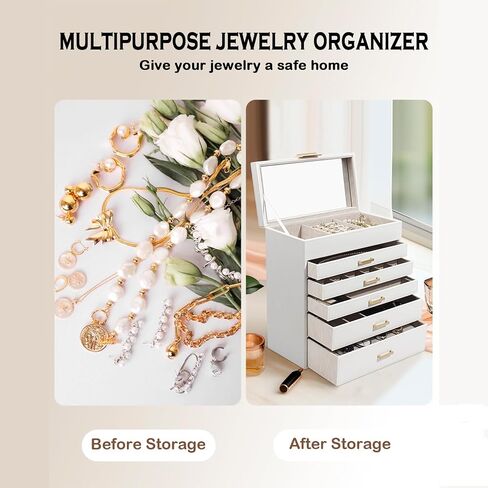 Jewelry Box for Women, Multi-layer Jewelry Box - Five Drawers with Six Storage Compartments,Luxury Jewelry Organizer for Women |,Jewelry Storage Box,Jewelry Box,joyeros organizador de mujer in Saudi Arabia