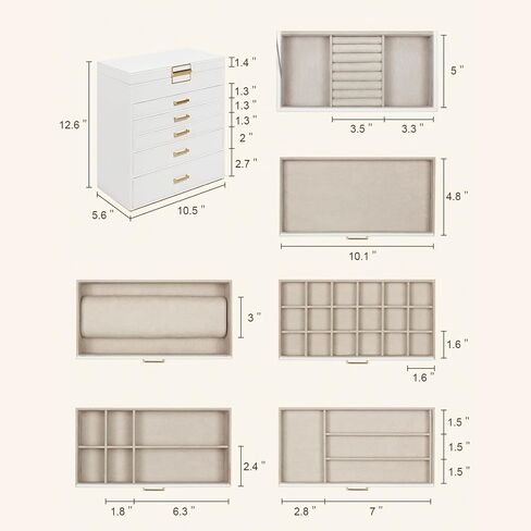 Jewelry Box for Women, Multi-layer Jewelry Box - Five Drawers with Six Storage Compartments,Luxury Jewelry Organizer for Women |,Jewelry Storage Box,Jewelry Box,joyeros organizador de mujer in Saudi Arabia
