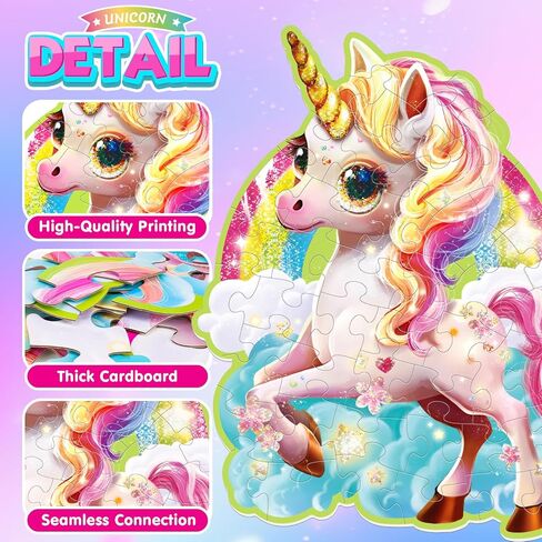 45 Pcs Unicorn Floor Puzzles for Kids Ages 3-5, Giant Floor Puzzles for Kids Ages 4-8, Kid Floor Puzzles 4-6, Big Large Puzzles for Kids, Toddler Floor Puzzle, Jumbo Puzzles Toddlers(Rainbow) in Saudi Arabia