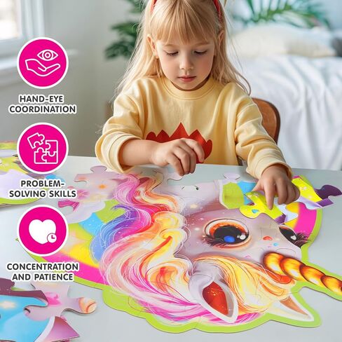 45 Pcs Unicorn Floor Puzzles for Kids Ages 3-5, Giant Floor Puzzles for Kids Ages 4-8, Kid Floor Puzzles 4-6, Big Large Puzzles for Kids, Toddler Floor Puzzle, Jumbo Puzzles Toddlers(Rainbow) in Saudi Arabia