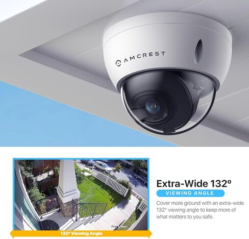 كاميرا Amcrest 2-Pack 5MP POE، كاميرا IP POE IP للتخريب في الهواء الطلق، 5 ميجابيكسل، رؤية ليلية 98 قدمًا، عدسة 2.8 مم، IP67، مقاومة IK10، MicroSD 256 جيجابايت (تباع بشكل منفصل) (IP5M-D1188EW-28MM) in Kuwait