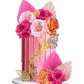 32 PCS Boho Cake Topper Flower Palm Leaves Cake Decorations for Bohemian Wedding Baby Shower Birthday Party Supplies Mother's Day (Boho)