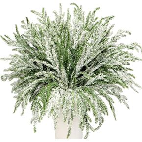 12 Pcs Norfolk Pine Branches 18" Artificial Pine Needles Branches Fake Greenery Picks Norfolk Pine Stems for Christmas Tree Vase Fillers DIY Crafts Garland Wreath Home Winter Decorations (12, Green)