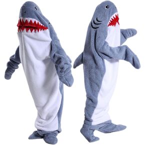 Shark Sleeping Bag Shark Pajamas Hoodie Adult Wearable Shark Onesie Animals Cosplay Cartoon Novelty Costume