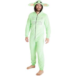 Star Wars Baby Yoda Mens Onesies Fleece Teen Boys The Mandalorian Jumpsuit for Women with Hood