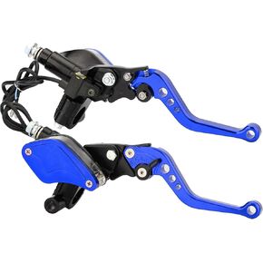 Motorcycle Brake Clutch Pump Lever with Dual Hydraulic Master Cylinder Reservoir Set 7/8" 22mm, Compatible with Honda Yamaha Kawasaki Suzuki from 50CC to 300CC (Red)