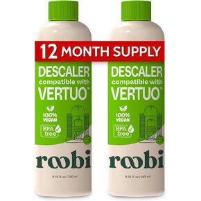 Nespresso Vertuo Compatible Descaling Solution. Eco-Friendly Formula to Clean & Descale Your Nespresso Vertuoline Machine. 2 Uses per Bottle, 2 Pack. Carbon Neutral Vertuo Descaling Kit.
