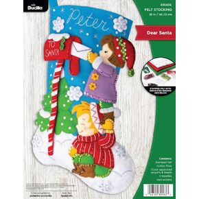 Bucilla, Dear Santa, Felt Applique 18" Stocking Making Kit, Perfect for DIY Arts and Crafts, 89583E