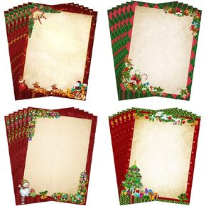 Teling 48 Sheets Christmas Stationery Paper 8.5 x 11'' Printer Paper Christmas Letter Paper Writing Paper Holiday Letterhead for Notes Greeting Cards Invitations Office School Printing (House) in Kuwait