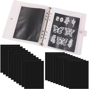 Sinload 20 Pcs Magnetic Sheets for Dies Storage with 20 Pocket Folder Transparent Album Pocket Storage 5.5 x 7.5 Inches Stamp and Die Storage Die Cut Storage for Die DIY Craft Card Making Supplies