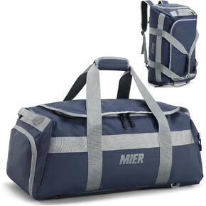 MIER Gym Bag for Men Large Duffel Backpack with Shoe Compartment, 60L Convertible Duffle Bags Weekender Overnight Bag for Gym Sports Travel, Black