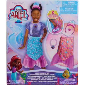 Disney Junior Ariel 2-in-1 Dress Up Set for Pretend Play, Sizes 4-6X, 4-Pieces, Mermaid, Kids Toys for Ages 3 Up by Just Play