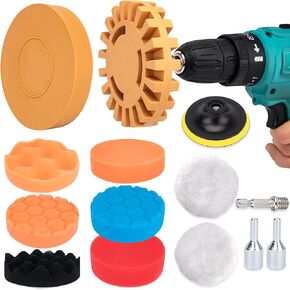 Eraser Wheel, Adhesive Remover, Decal Remover Wheel, 14PC Rubber Pin Stripe Removal Tool Kit, Decal Adhesive Removal Kit for Drill for Automotive Car Sticker, Rv, Vinyl, with Polishing Pads