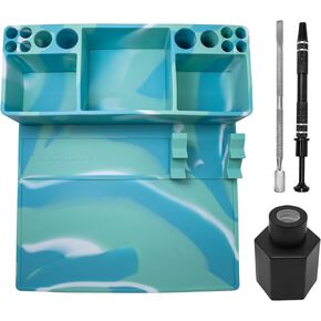 Wax Tool Station - Mat & Accessory Organizer - Heat Resistant & Non Stick Silicone Surface - Kit Accessories Included: ISO Jar, Tool & Pearl Grabber