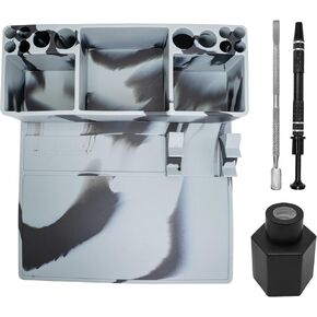 محطة أدوات الشمع - منظم السجادة والملحقات - سطح سيليكون مقاوم للحرارة وغير لاصق - تشتمل المجموعة على الملحقات: مرطبان ISO، أداة وممسك اللؤلؤ in Kuwait