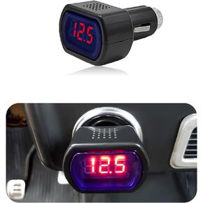 2 PCS Car LED Display Voltmeter, DC 12V 24V Battery Voltage Tester Digital Panel Meter, Electric Voltage Gauge Monitor for Car Truck Motorcycle, Universal Car Accessories