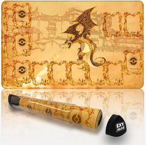 Playmat for Pokemon Trading Card Game - Single Player Trainer Mat with Professional Storage Tube (Charizard)