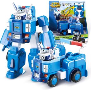Super Wings Transformer Toys, 7" Jett Robot Suit and 2" Scale Transforming Jett Mini Action Figure,2-IN-1 Mode Vehicle and Robot,Fire Truck Toy Vehicle Playset for Kids 3+,Gifts for Boys and Girls,Red