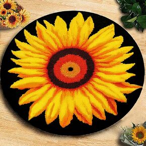 Latch Hook Kits for Adults, Color Printed DIY Rug Carpet Needlework for Home Decoration Festival Gift 20" X 20" (Sunflower)