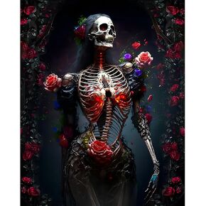 Sretoul Halloween Paint by Numbers Kit for Adults-Skull Number Painting for Adults,Skeleton Adult Paint by Number Kits on Canvas for Decoration Gift16X20Inch