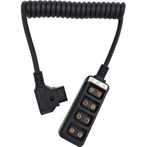 D-tap Male to 4 Port Female Splitter Power Cable Hub Connector Suitable for Anton Bauer V-Mount ARRI RED Camera TILTA Steadicam IDX Battery, with Indicator Light for D-Tap outputs