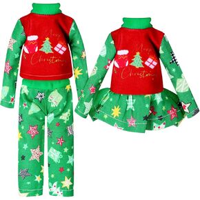 Hungdao 2 Pieces Christmas Doll Accessories Clothing for Boys and Girls, Christmas Tree and Socks Classic Style Pant and Skirt for Christmas Holiday Parties Decor(Novelty)