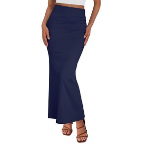 Trendy Queen Women Long Maxi Skirt Bodycon High Waist Slite Basic Skirts Elastic Stretchy Dress