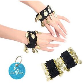 Pack of 4 (2 Pairs) Black Belly Dance Wrist Arm Bracelets Halloween Costume Party Accessories