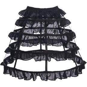 Women's 4 Hoops Costume Crinoline Lolita Girls Chiffon Petticoat Skirt Pannier Cosplay Underskirt
