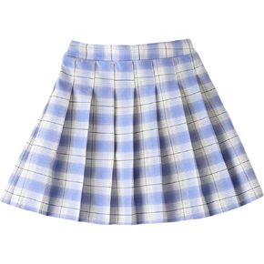 Floerns Girl's Plaid Print Pleated Skirts High Waisted Uniform Short Skirts