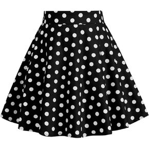 50s Skirts for Kids Polka Dot Swing Skirt Girls Stretch Waist Skater Skirts Vintage A-line Flare Skirts