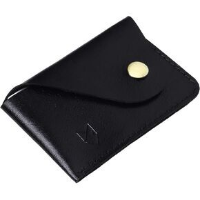 FOXHACKLE Leather Credit Card Holder Wallet for Men and Women | Front Pocket Minimalist Leather Slim Credit Card Case Wallet | Black Color