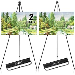 ESRICH 63" Display Easel Stand for Wedding Sign, Portable Foldable Metal Easel, Lightweight Metal Easels for Signs Wedding Logos,Arts, Painting,Adjustable Floor Easels with Storage Bag (2Pack)