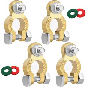 Tnisesm Battery Terminal Connectors, Car Battery Post Terminals, Battery Cable Ends with Marine Battery Terminal Anti Corrosion Washers for Car RV Accessories Automotive Car Battery(2 Pair)