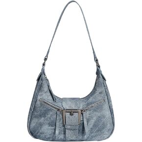 Verdusa Women's Hobo PU Leather Clutch Shoulder Bags Buckle Zipper Vintage Handbags