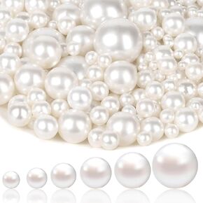 1470PCS Pearls for Crafting, Assorted Sizes Ivory No Hole Pearl Beads,Fake Pearls, Bulk Floating Pearl for Decoration, Vase Filler and Centerpieces